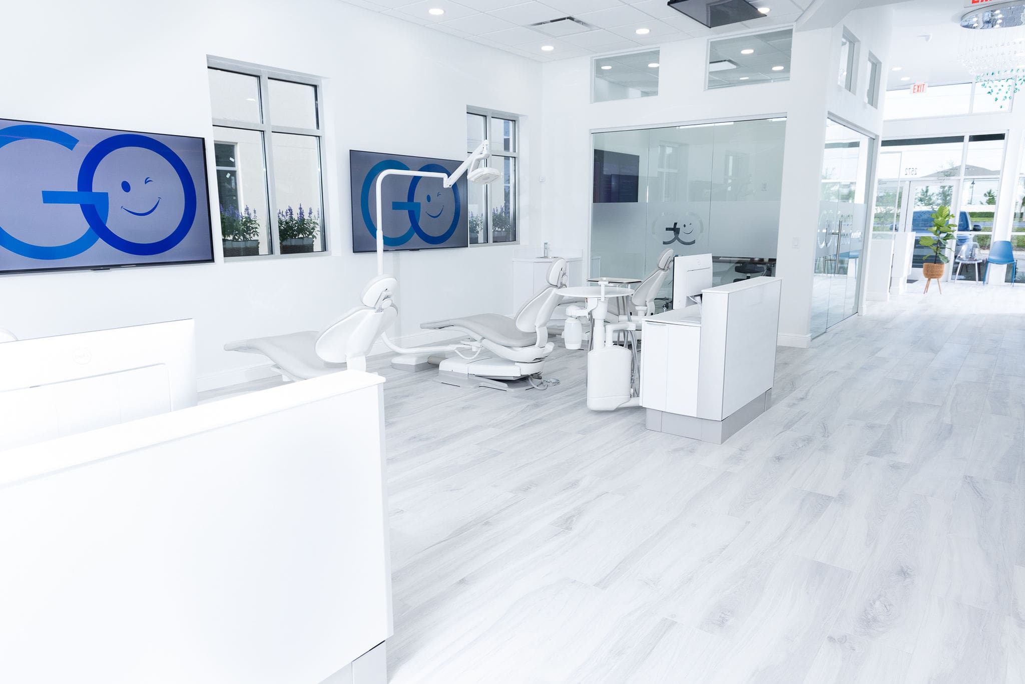 Modern glass-walled dental office