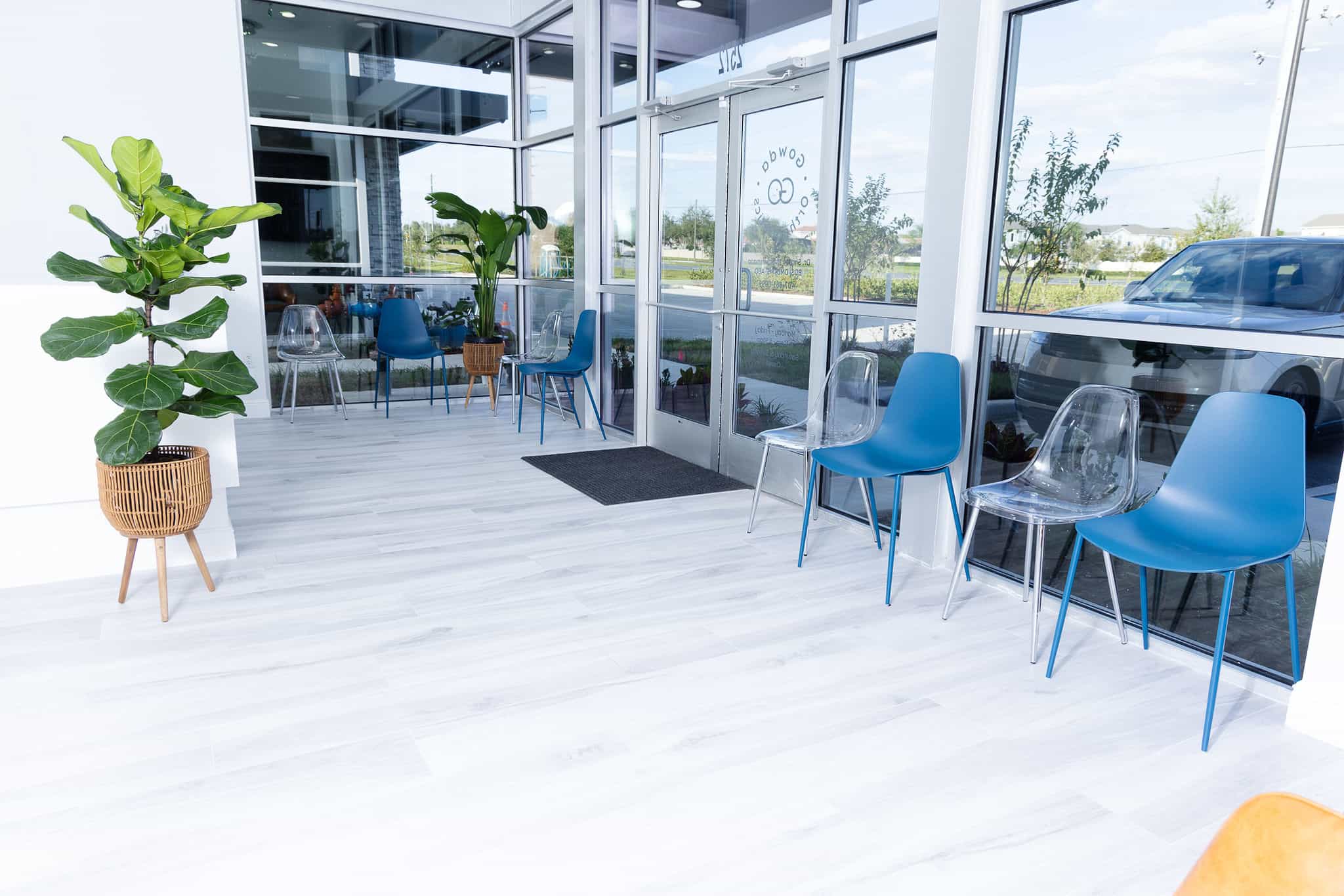 Close-up of teeth with ceramic braces