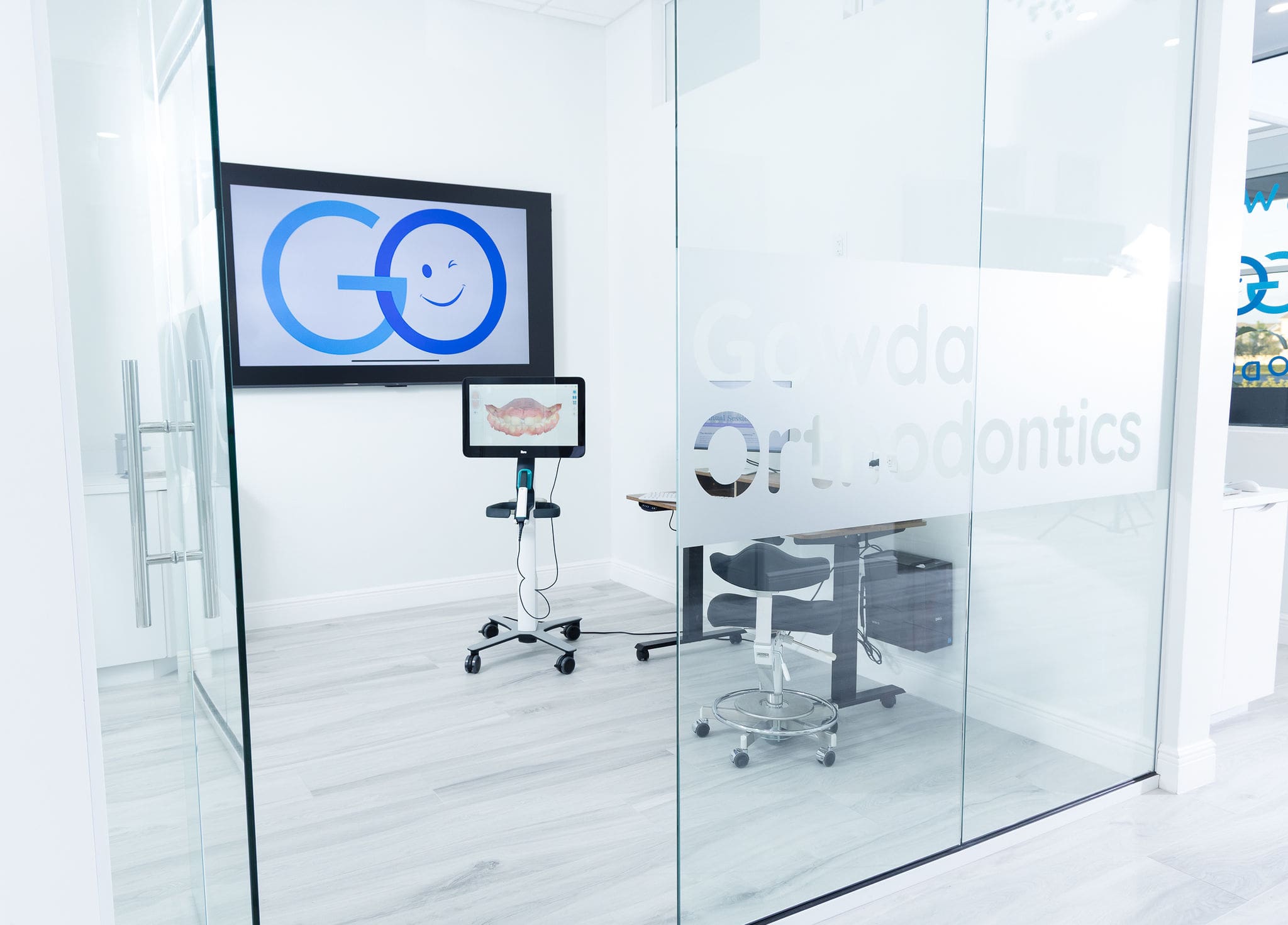 Modern dental office with glass walls